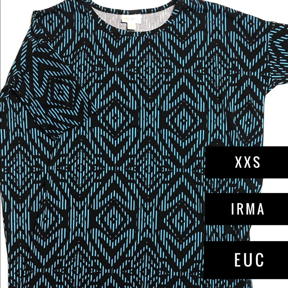 XXS Lularoe Irma blue and black